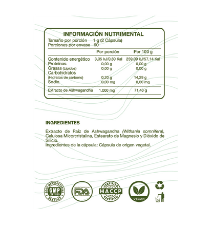 Ashwagandha | 120 cápsulas